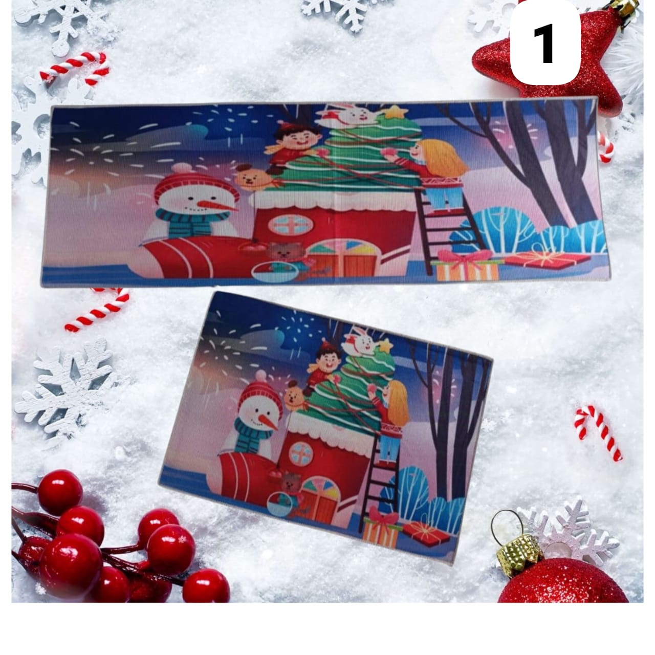 Tapete Cocina Navideño Felpado  Ultra Absorbente + Gratis Tapete Pequeño
