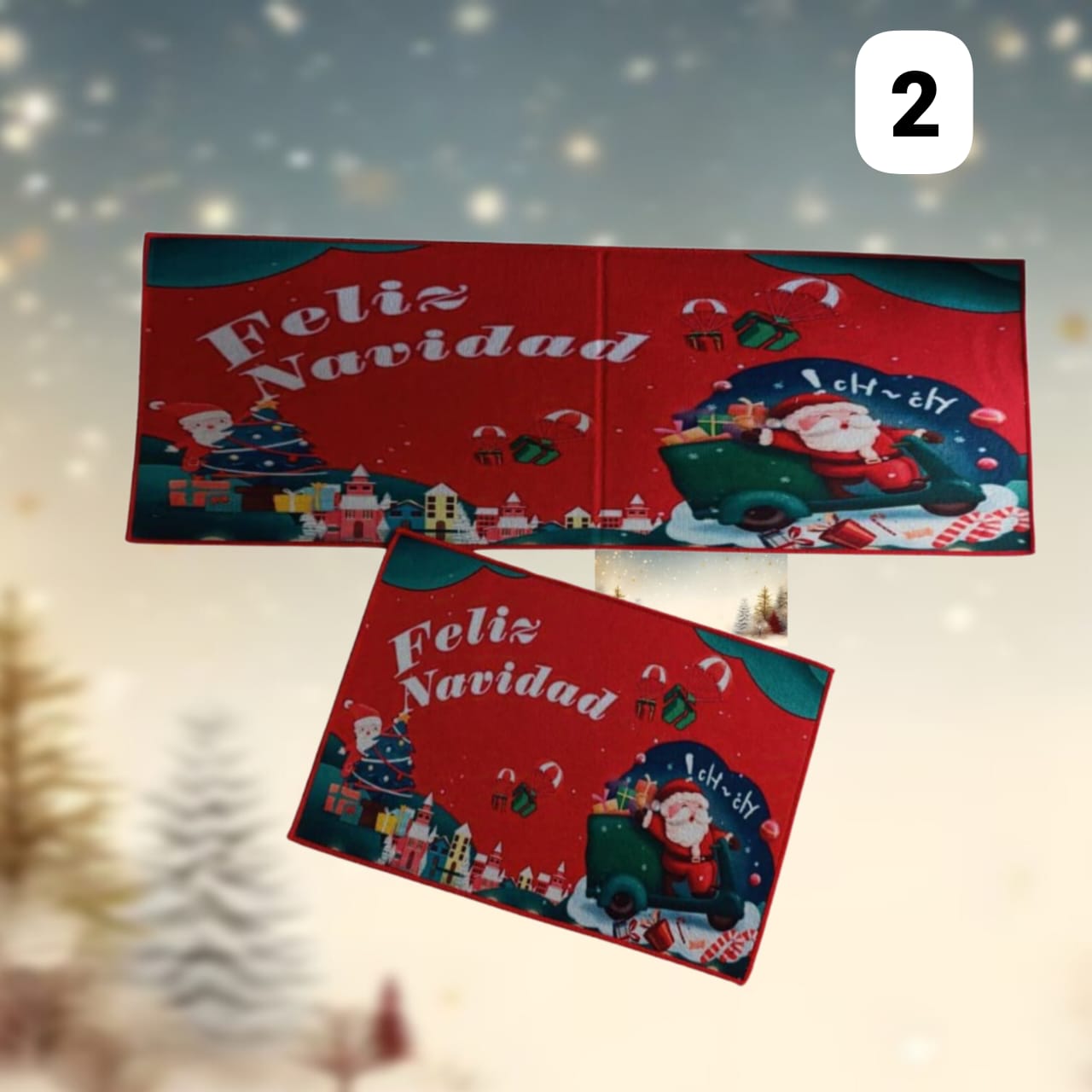 Tapete Cocina Navideño Felpado  Ultra Absorbente + Gratis Tapete Pequeño