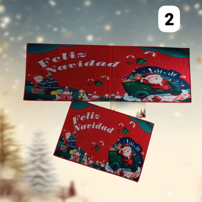 Tapete Cocina Navideño Felpado  Ultra Absorbente + Gratis Tapete Pequeño