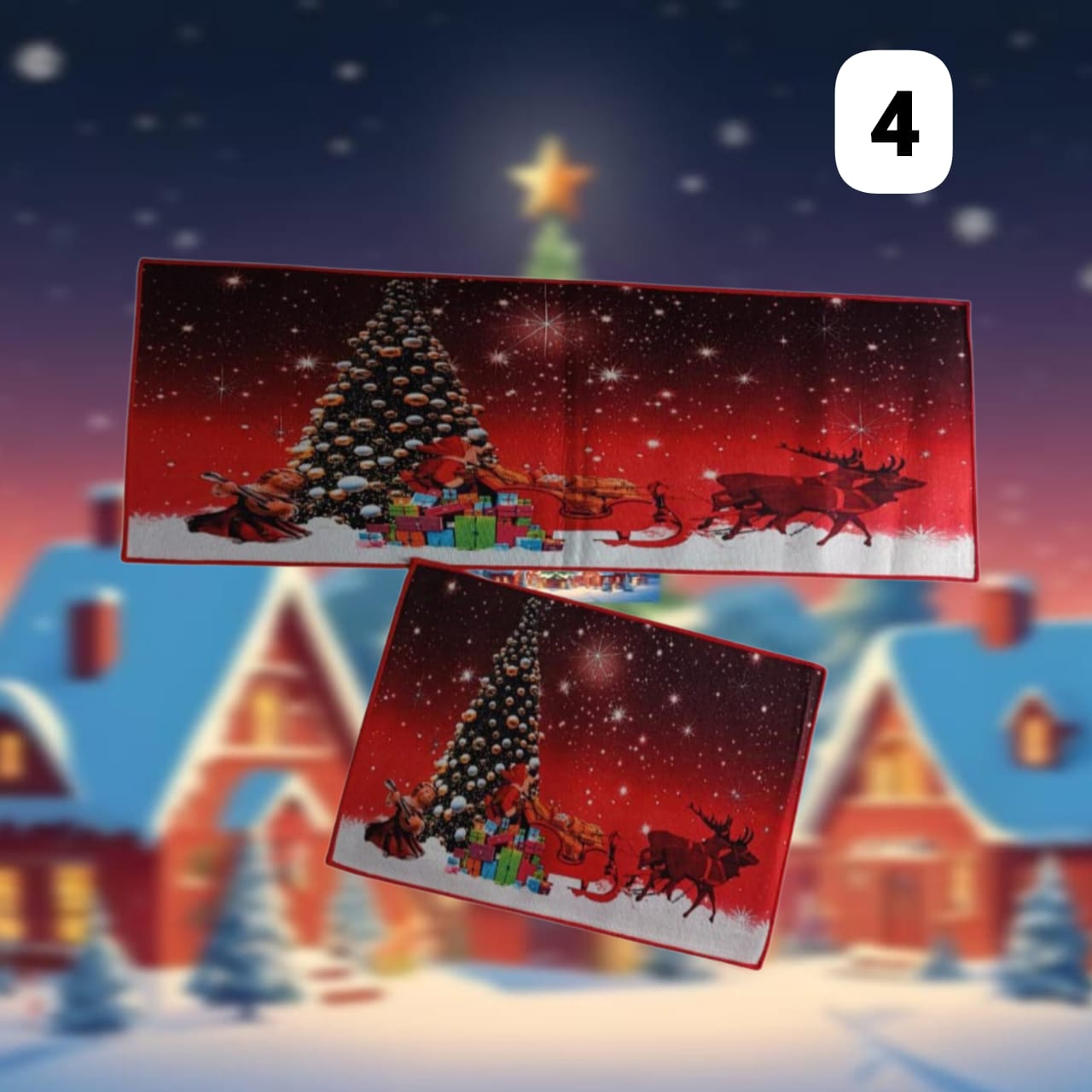 Tapete Cocina Navideño Felpado  Ultra Absorbente + Gratis Tapete Pequeño