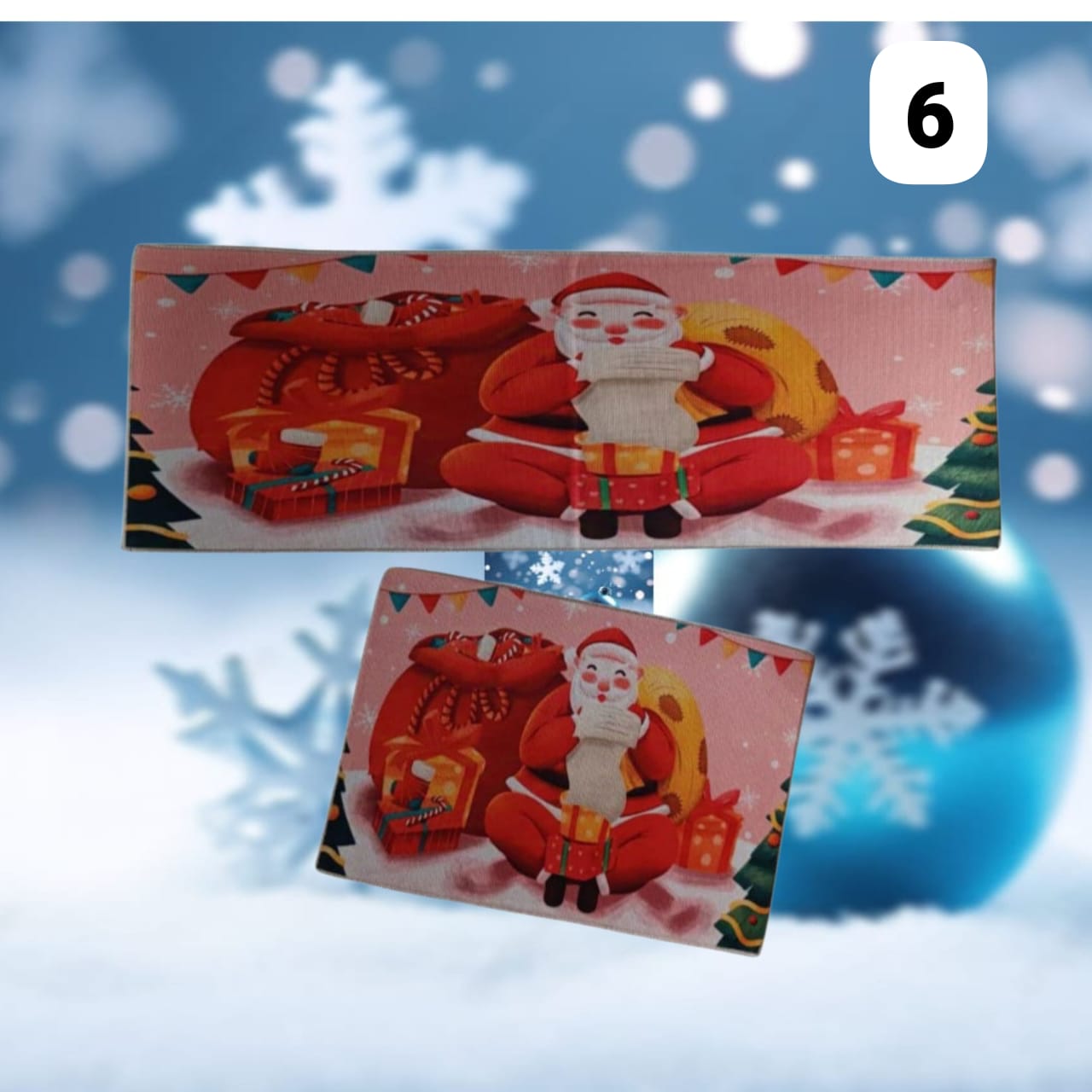 Tapete Cocina Navideño Felpado  Ultra Absorbente + Gratis Tapete Pequeño