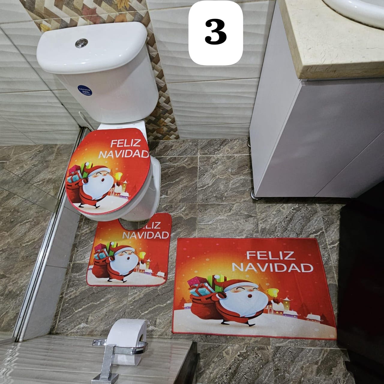Tapetes Navideños para baño X3