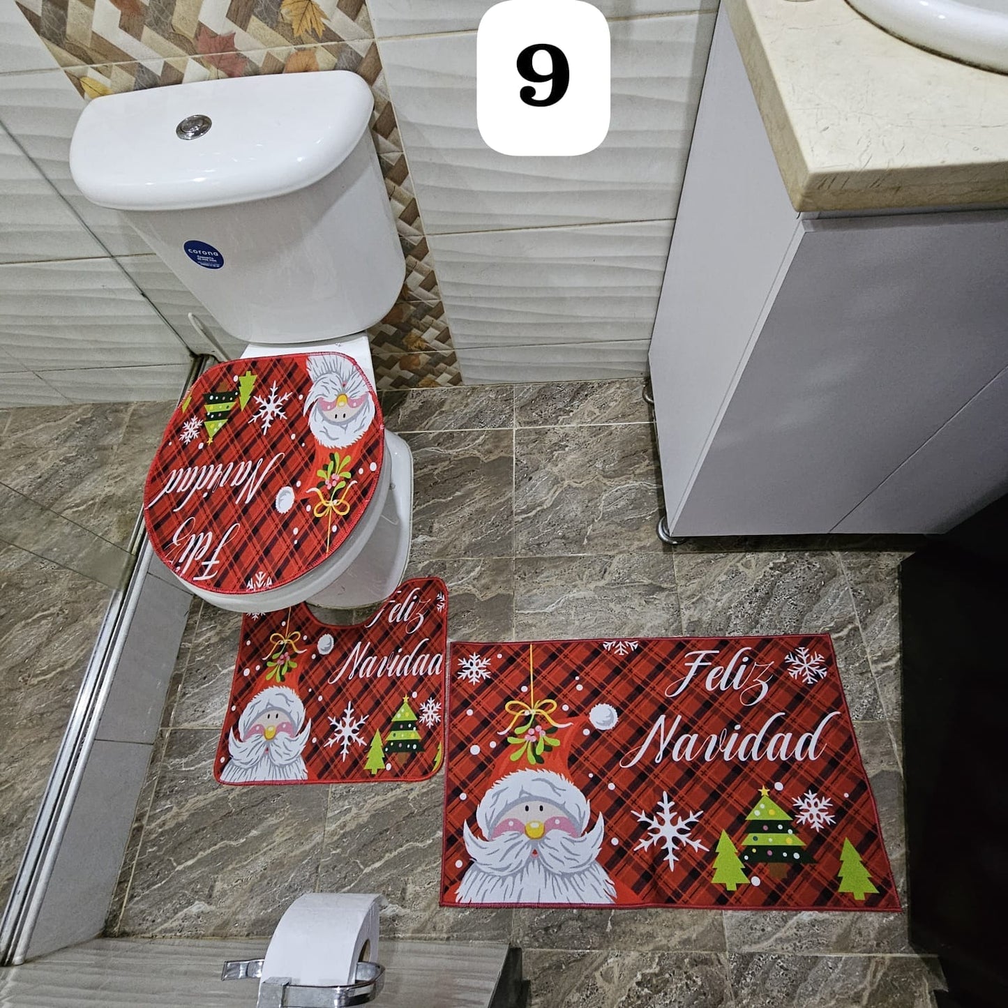 Tapetes Navideños para baño X3
