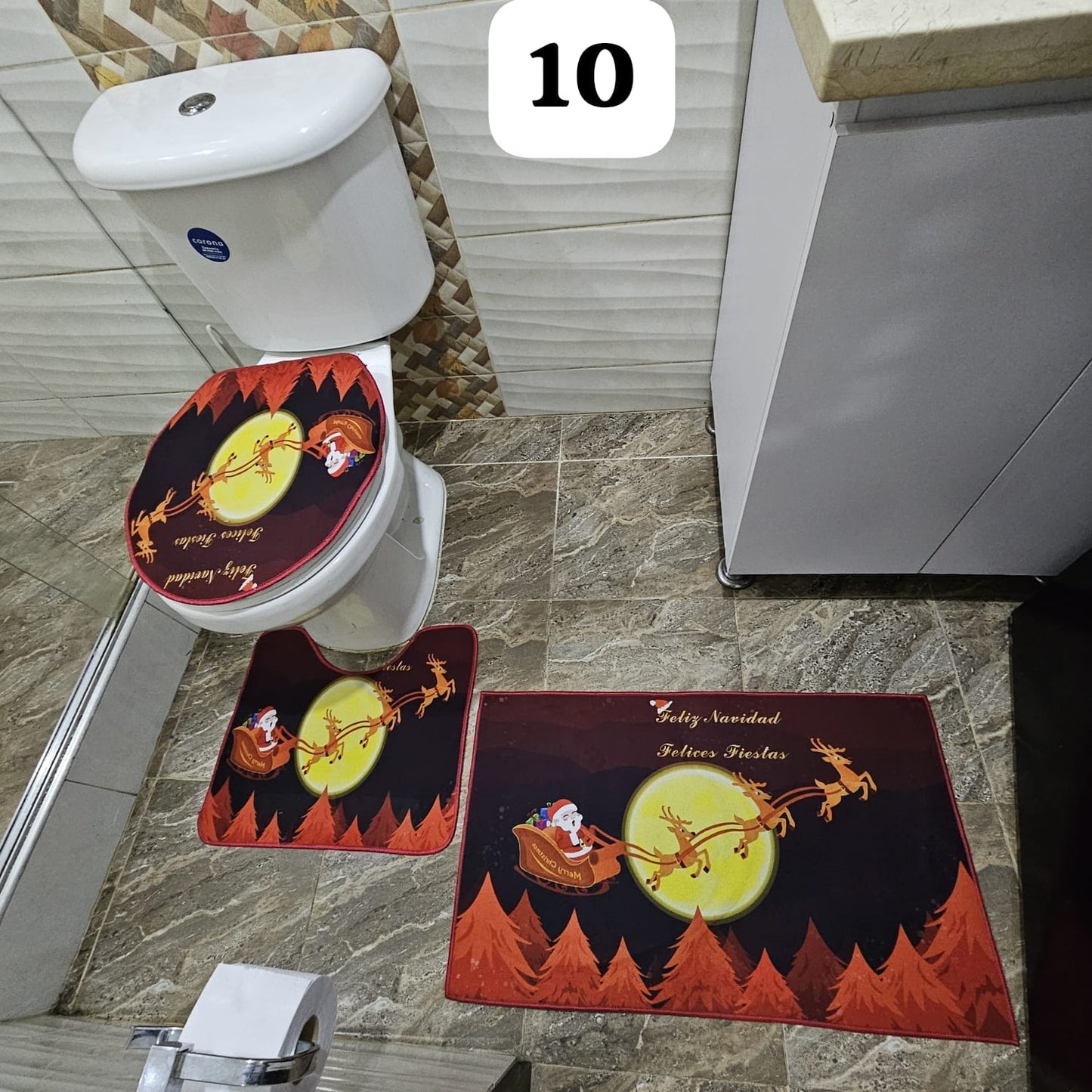 Tapetes Navideños para baño X3