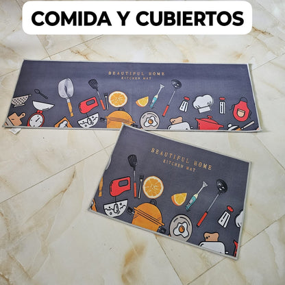 Tapete Cocina Felpa Ultra Absorbente + Gratis Tapete Pequeño