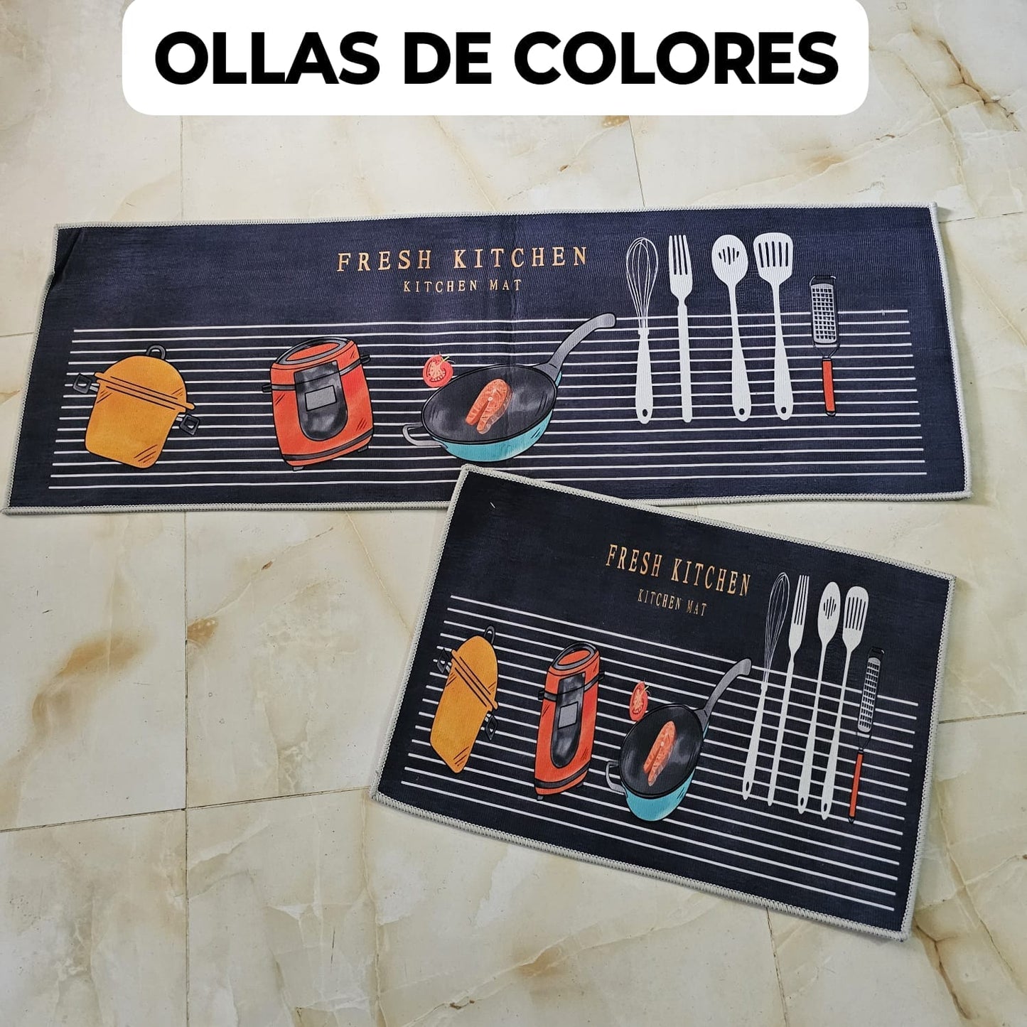 Tapete Cocina Felpa Ultra Absorbente + Gratis Tapete Pequeño
