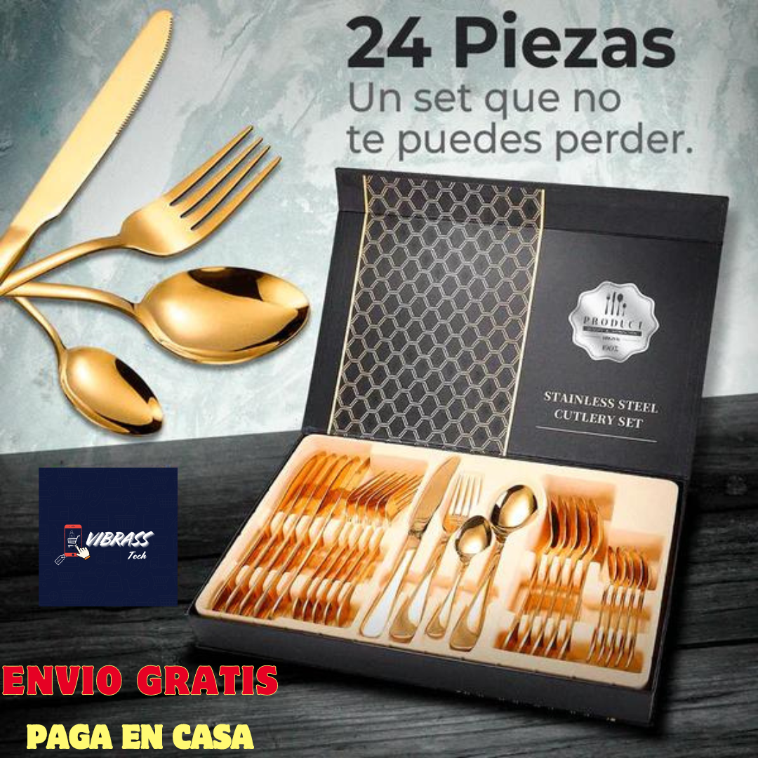 Set De Cubiertos Luxury 24 Piezas En Acero Inoxidable