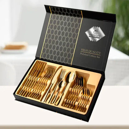 Set De Cubiertos Luxury 24 Piezas En Acero Inoxidable